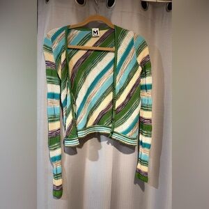 Missoni Cardigan size 4 Green Knist striped Dolman